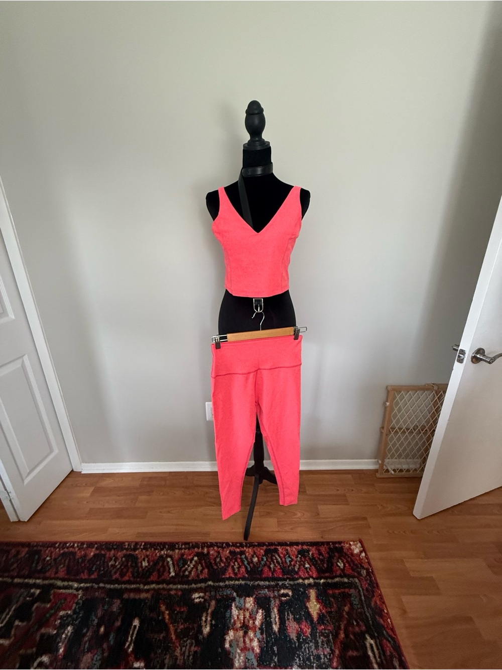 Beyond Yoga Coral Pink Cropped Tank and High-Waist Leggings Set - Size L